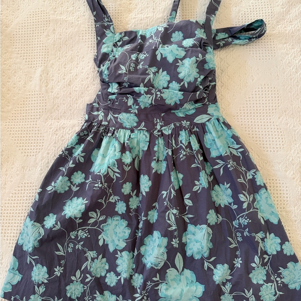 Free People Floral Dress in Blue and Gray
